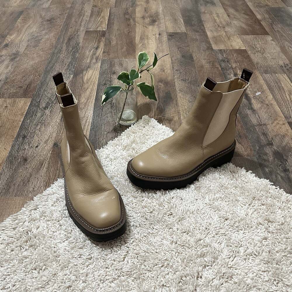 Sam Edelman Size 7 M Tan Sesame Waterproof Leather Laguna Chelsea Boots